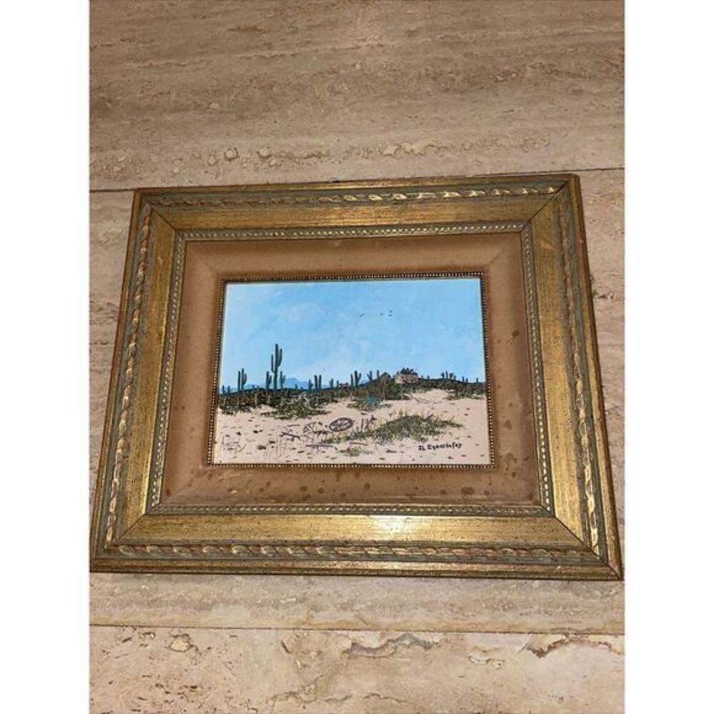 Vintage John Lewis "JL" Egenstafer Oil Desert Scene Painting~Board PA Listed 5x7